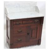 Victorian walnut marble top & back washstand