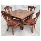 Vintage carved 5 piece gaming table set