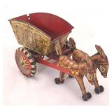 Vintage horse & carriage tin litho toy