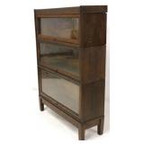 Original finish oak 3 stack barrister bookcase