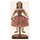 Wooden carved girl figurine - marked Italy