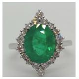 Platinum Emerald & Diamond Ring