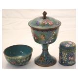 3pc Brass Cloisonne Items