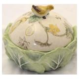 Fitz & Floyd covered jar with bird