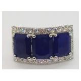 14kt Diamond & Blue Sapphire Ring