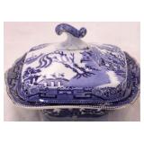 Buffalo pottery blue & white covered dish