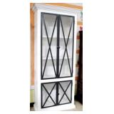 New painted 4 door tall cabinet, metal fretwork