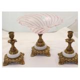 Balboa Venetian glass 3 pc console bowl set
