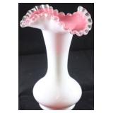 Fenton silvercrest vase - pink interior