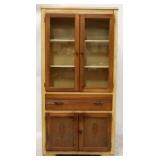 Vintage oak stenciled kitchen cabinet