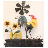 Metal rooster & windmill raincatcher with tube