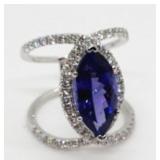 18kt White Gold Tanzanite & Diamond Ring
