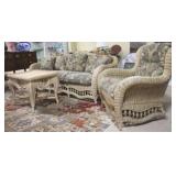 3 pc Wicker sunroom group - sofa, chair, table