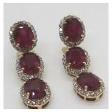 14k Gold Ruby & Diamond Earrings