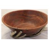 Wooden bowl on antlers