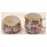 Lord Nelson Marina chintz creamer & sugar set