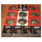 Lot of Assorted Jim Beam Belt Buckles & Chains