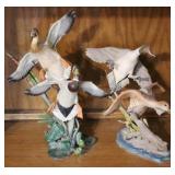 Pair of Danbury Mint Duck Statues - 10 & 13" tall
