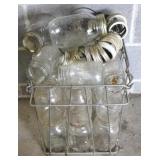 Metal Basket w/ Assorted Mason Jars & More