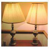 Pair of Brass Lamps - 33" tall