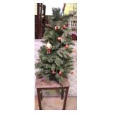 Small Faux Christmas Tree w/ Wood Table