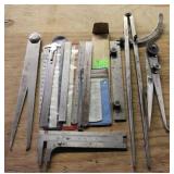Lot of Assorted Caliper Tools & Rulers