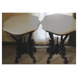 Pair of marble top tables - 26 x 20 x 27