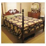 Queen Size Poster Bed w/ Bedding