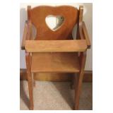Wood Doll Size Highchair - 12 x 9 x 18
