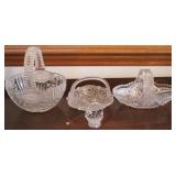 4 Cut Glass Baskets - assorted sizes