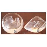 2 Mats Jonasson Full Lead Crystal Paperweights