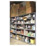 Metal Shelves w/ contents - 3 sections