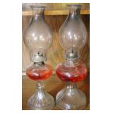 2 Oil Lamps - 18.5 tall