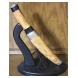 Knife w/ Wood Base Holder - 12" long