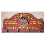 "Welcome Sportsmen" Coat Rack - 16 x 30