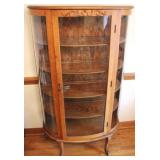 Curved Glass Curio Cabinet - 62 x 36 x 14