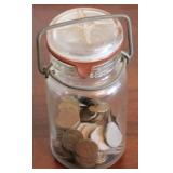 Glass Jar w/ Wheat Pennies
