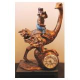 Eclectic Toscano Mantle Clock Monkey on Ostrich