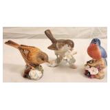 2 Small Royal Worcester signed birds & 1 unsigned