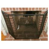 Fireplace screen & cast Iron log grate
