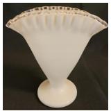 Fenton Silvercrest Milk Glass Fan Vase