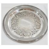 International Silver engraved reticulated 15" tray