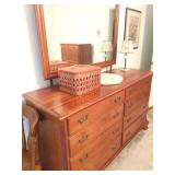 Double dresser with attached mirror