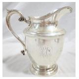 Sterling 9" tall pitcher, weighs 588 grams