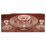 Della Robbia bowl, candles & compote