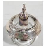 Sterling rim glass lighter, 3" tall