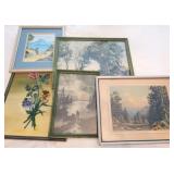 Group lot of 5 framed pictures