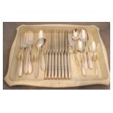 31 Pc Community silver plate flatware in tray