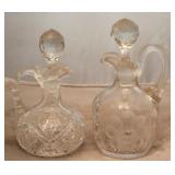 Press & cut glass crystal cruets with stoppers
