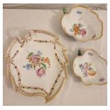 3 Dresden Porcelain Leaf Dishes